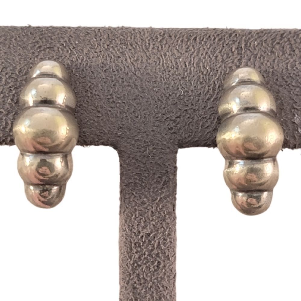 Ciani Sterling Signed Unique Modernist Metamorph Clip On Earrings